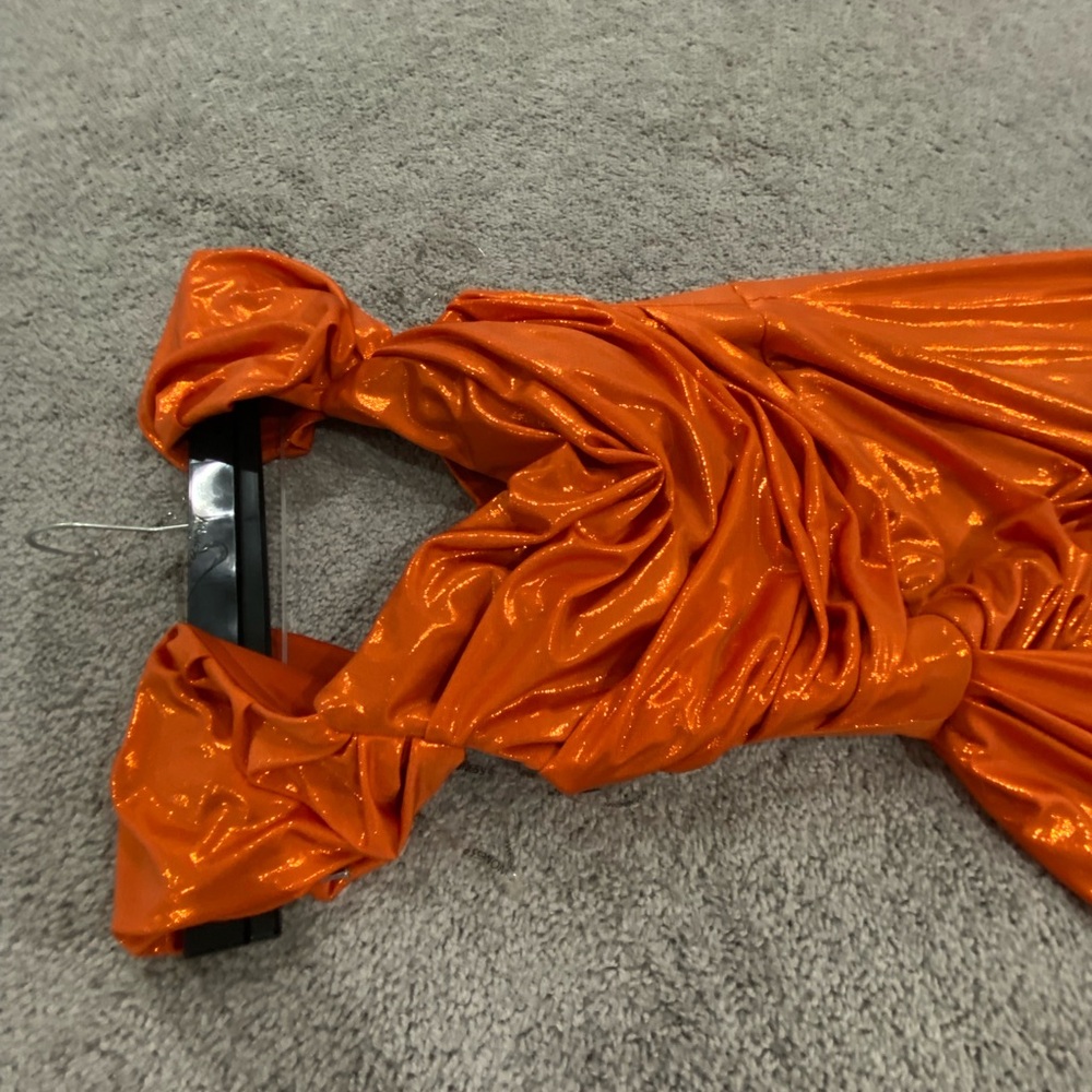 Off shoulders . Elegant Orange Evening Gown NWT Turkish brand - Picture 9 of 11